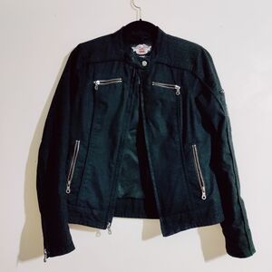 Harley Davidson Fully Lined Zip Up Denim Jacket Size XS